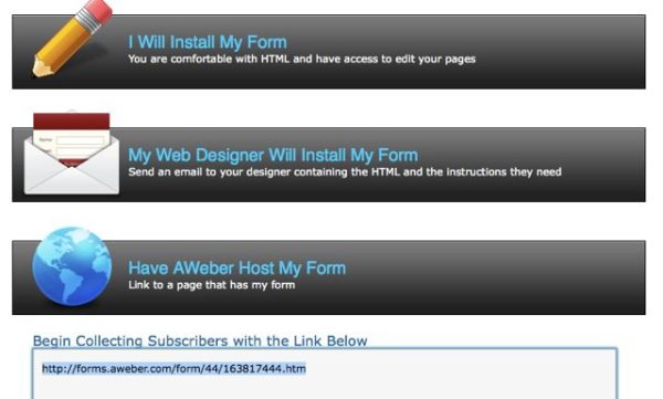 install Aweber form