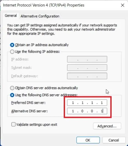Obtian an IP address automatically
