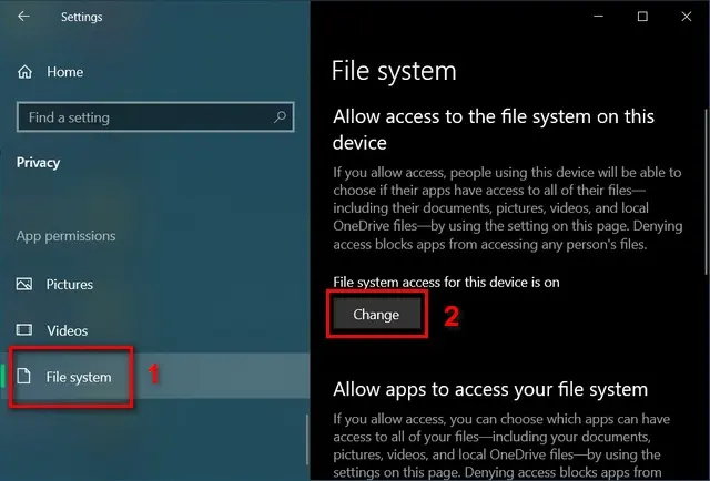 Allow or Deny Apps Access to File System in Windows 10 body 2