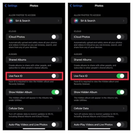Lock hidden Photo album with Face ID or Touch ID on iPhone and iPad