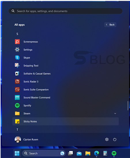 Windows all apps